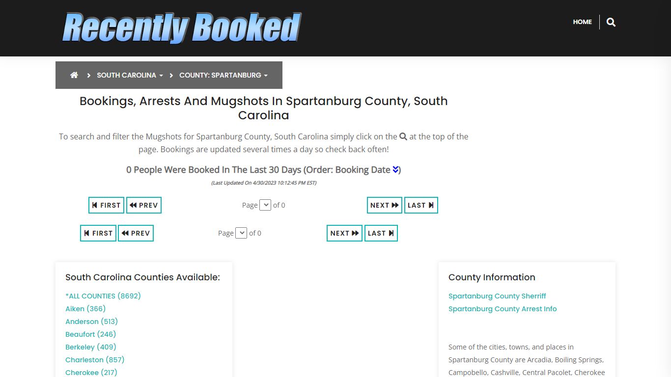 Bookings, Arrests and Mugshots in Spartanburg County, South Carolina